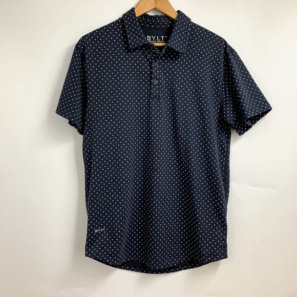 BYLT Basics Other - Bylt Premium Basic Men's Drop-Cut Polka Dot Stretch Short Sleeve Polo Shirt SZ M